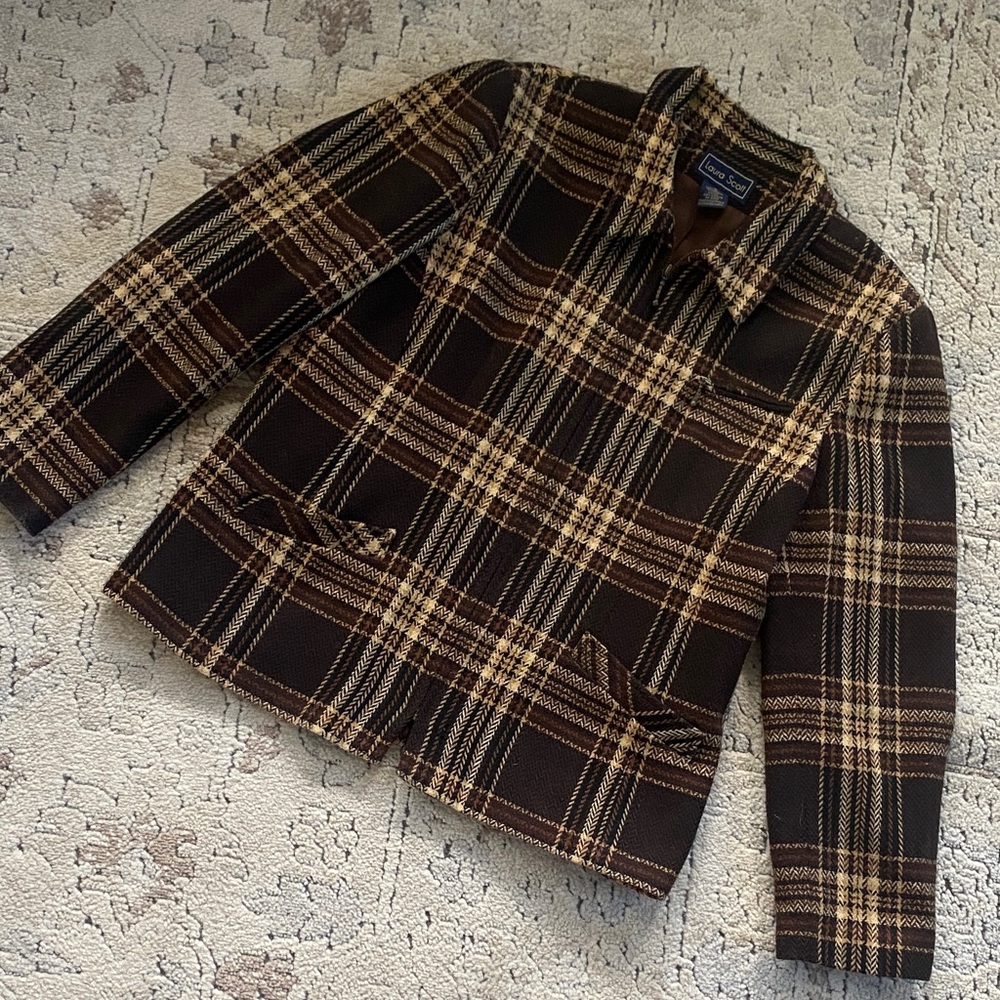 Plaid Brown and Tan wool Jacket